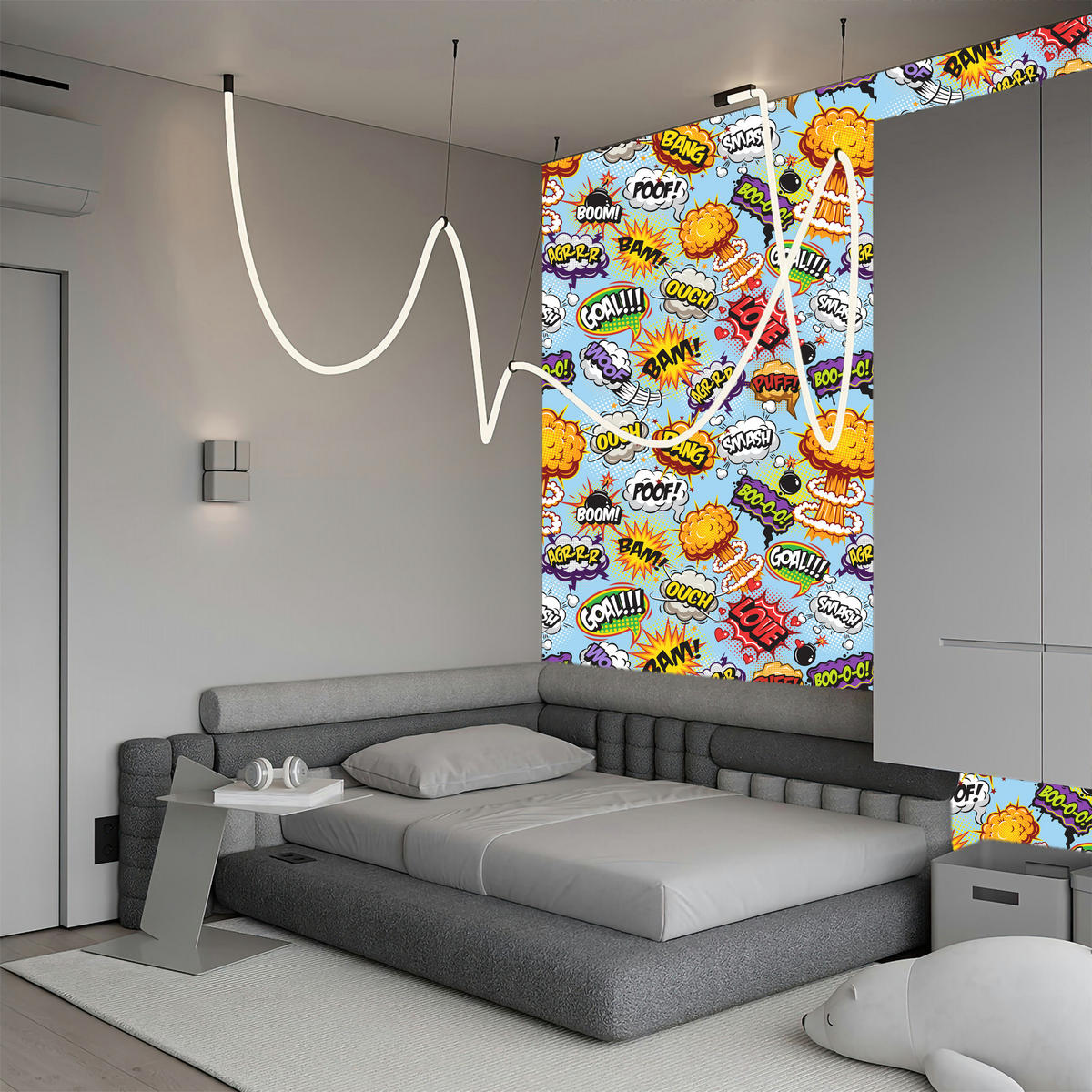 VLIESTAPETE Comic-Schriftzüge – Bunt – 50x1000 cm - Multicolor, Papier (50/1000cm) - Muralo
