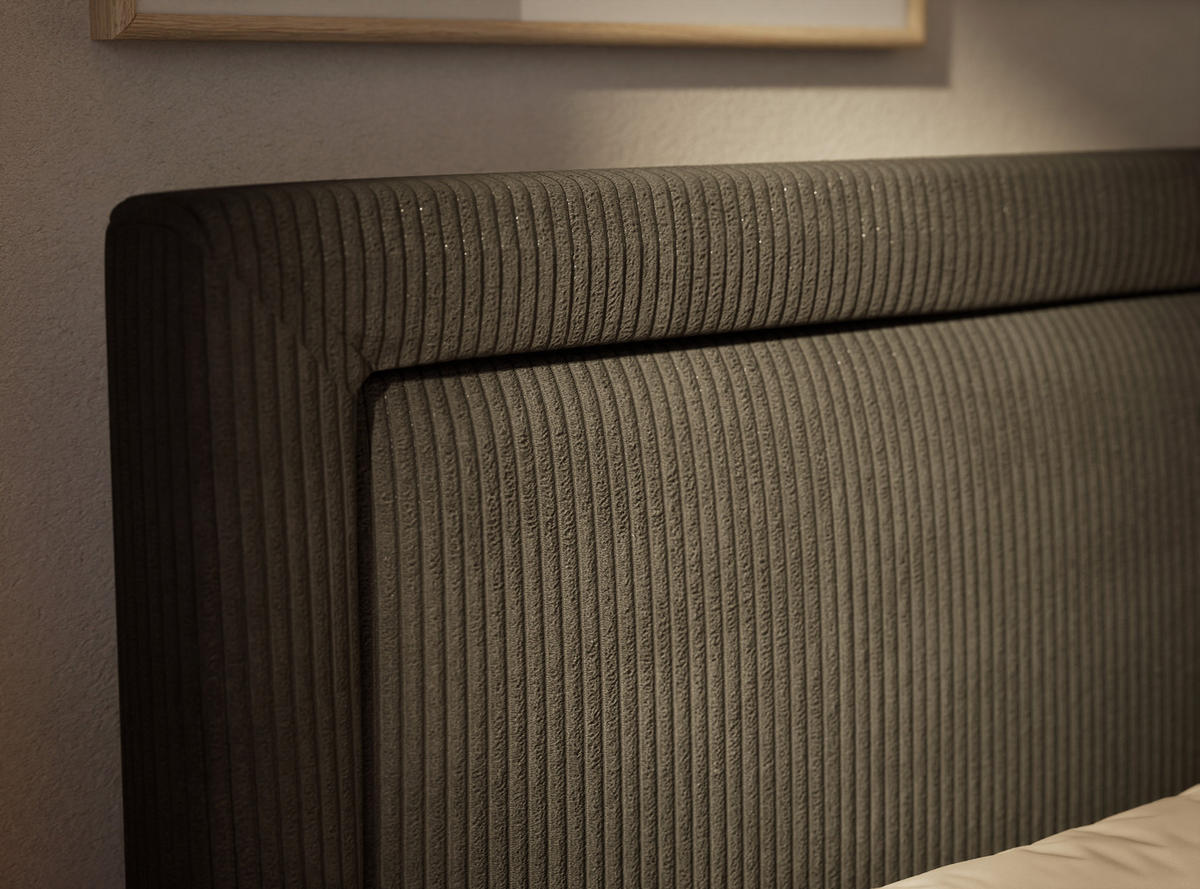 BOXSPRINGBETT Fresco 180/200 cm, in Graphit, Bettkasten, Matratze, Topper - Schwarz/Graphitfarben, Holz/Holzwerkstoff (180/200cm) - Maison de Reve