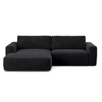 ECKSOFA mit Cord-Stoff - Anthrazit/Schwarz, Holz/Kunststoff (288/175cm) - Cotta