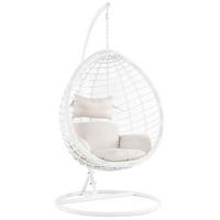 HÄNGESESSEL mit Gestell PE Rattan weiß 106 cm Fano - Weiß, Kunststoff (108/200/108cm) - Beliani