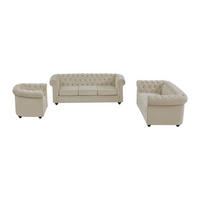 COUCHGARNITUR mit Sessel - 6 Personen - Samt, Stoff - Beige - CHESTERFIELD - Beige, Textil (165/72/78cm) - Vente-Unique
