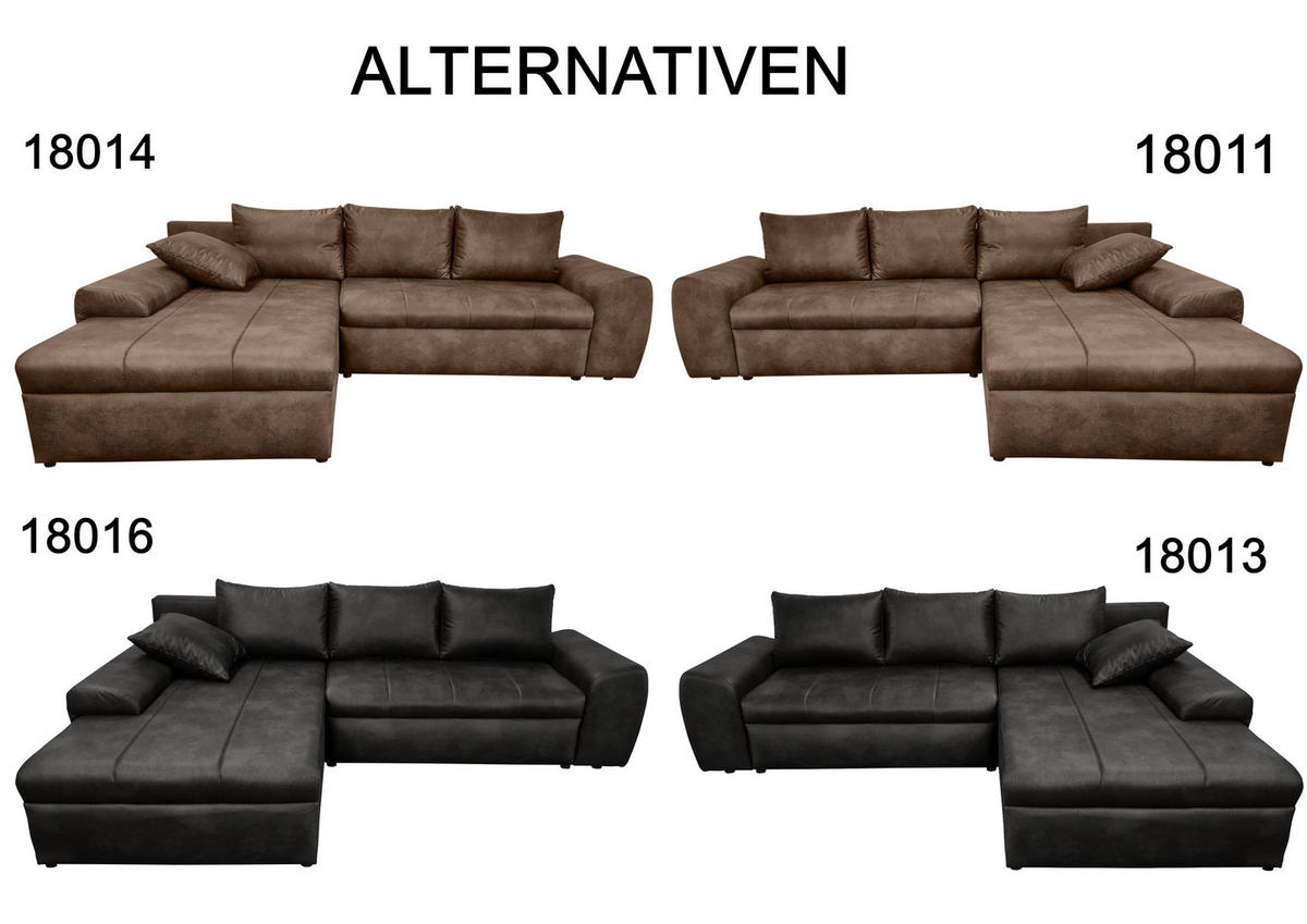 ECKSOFA mit Schlaffunktion, Bettkasten, Wellenunterfederung, Ottomane rechts B266/T186/H90 cm, Mikrofaser Leder-Optik Vintage Braun / 18011 - Schwarz/Braun, Kunststoff/Textil (266/186cm) - luma-home