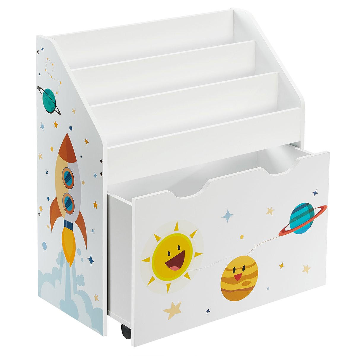 REGAL für Kinder mit Bücherregal - H70 cm - Weiß, Holzwerkstoff (29.5/70/62.5cm) - Calicosy