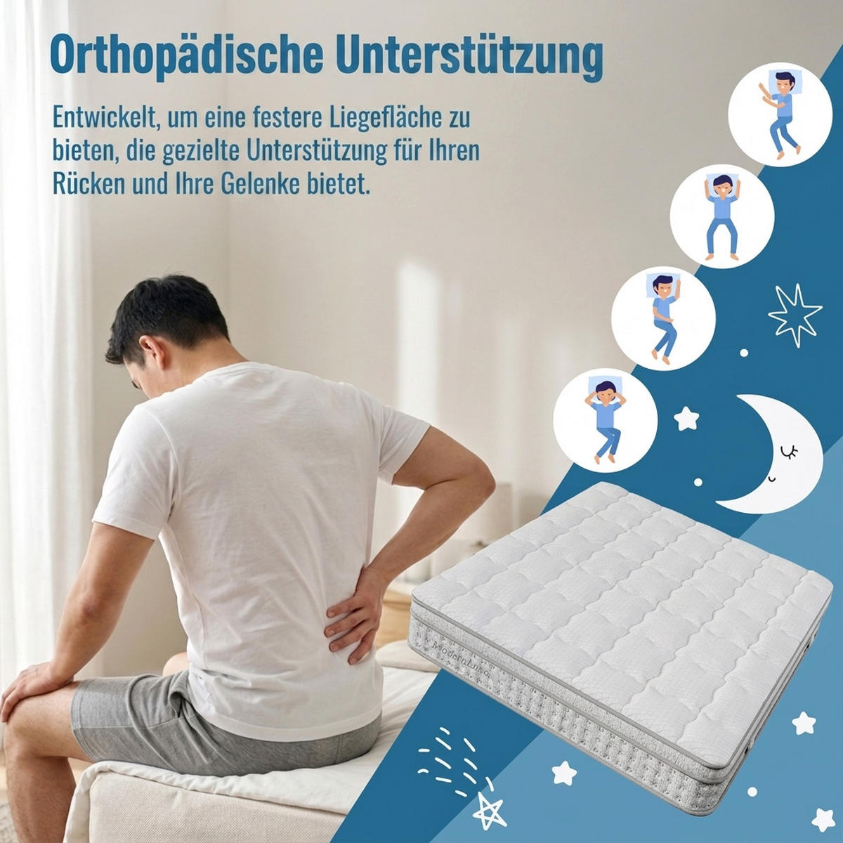 TASCHENFEDERKERNMATRATZE 160/200 cm Weiß H3, 25cm Hohe Kaltschaum Hybrid-Matratze - Weiß, Textil (160/200cm) - Oxeza