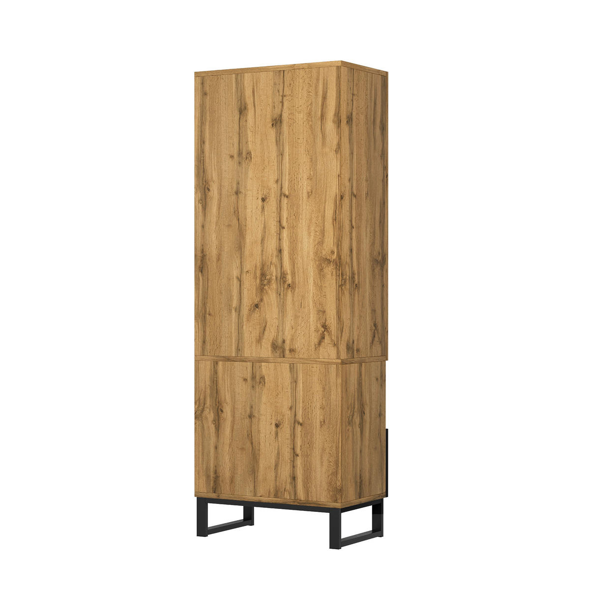 GARDEROBENSCHRANK in Schwarz und Naturfarben Garderobenschrank mit Schublade und Kleiderstange für Flur, B65/T38/H180 cm - Schwarz/Naturfarben, Holzwerkstoff/Metall (65/180/38cm) - STILVORA