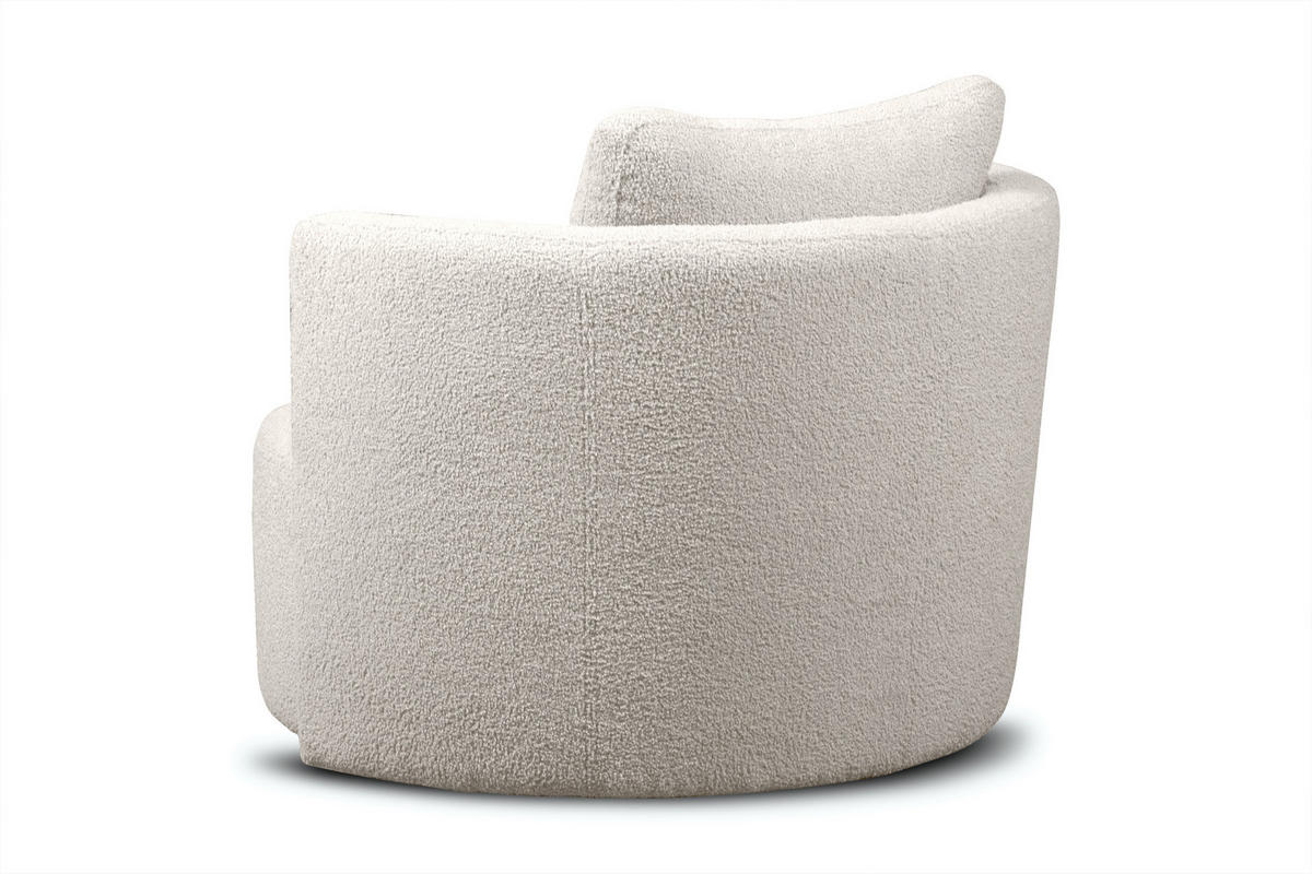 DREHSESSEL-SET RAGGI inkl. Sitzhocker, Boucle, Weiß - Weiß, Textil (92/75/80cm) - KONSIMO®