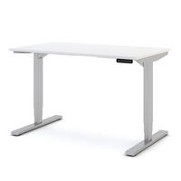SCHREIBTISCH Elektrisch höhenverstellbarer Schreibtisch Y-Line Signalweiß Weißaluminium 120/70/62-127cm - Weiß Hochglanz/Silberfarben, Holzwerkstoff/Metall (70/120/127cm) - ASSMANN