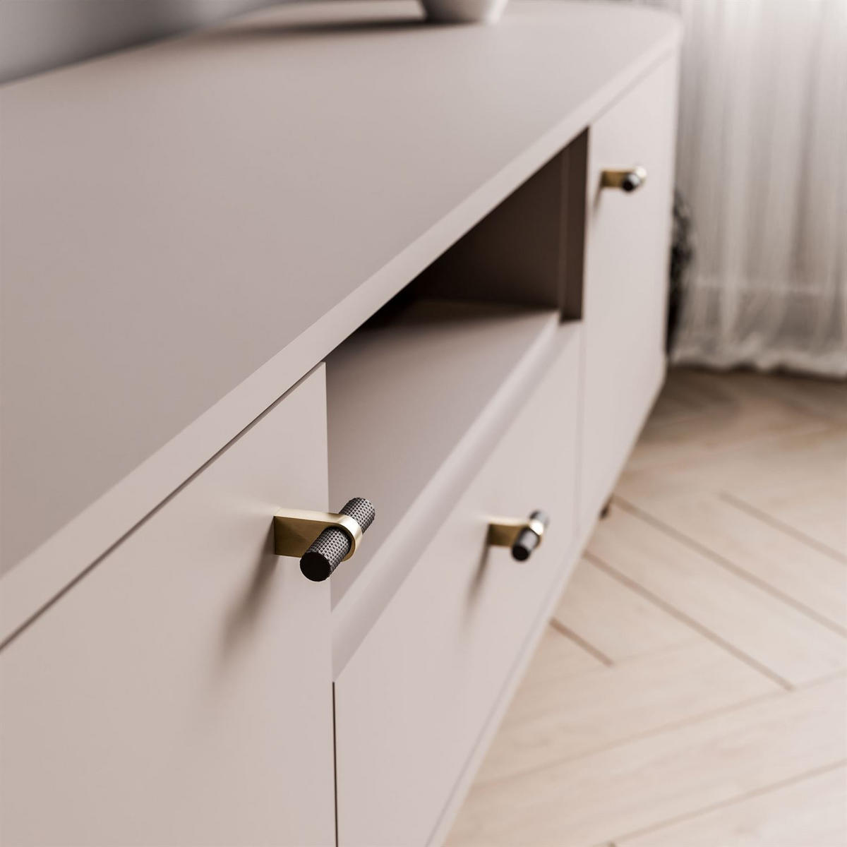 TV-ELEMENT ELODIE mit Schublade Kaschmir - Kaschmir, Holzwerkstoff (180/49/40cm) - Lookway