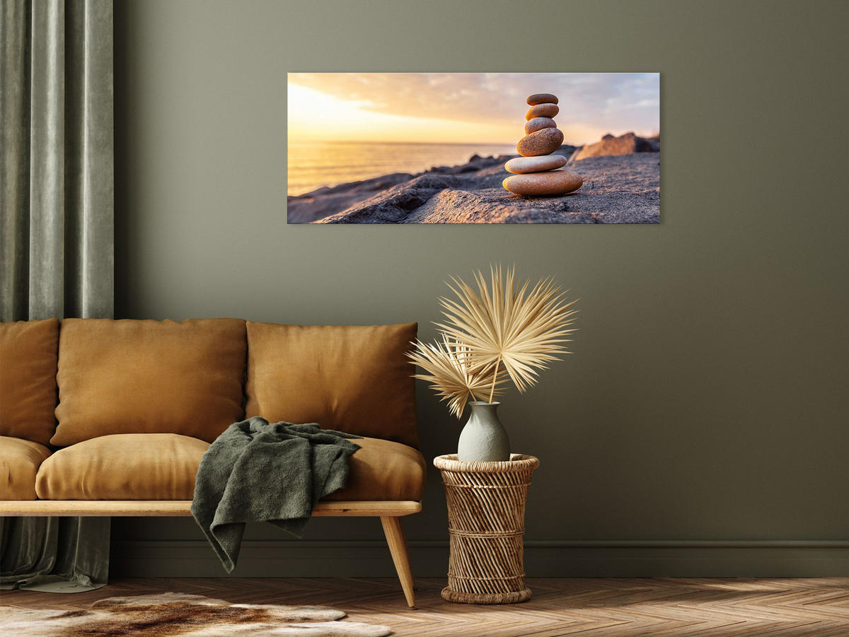 GLASBILD 125x50 cm Strand Sonnenuntergang - Gelb, Glas (125/50cm) - artissimo