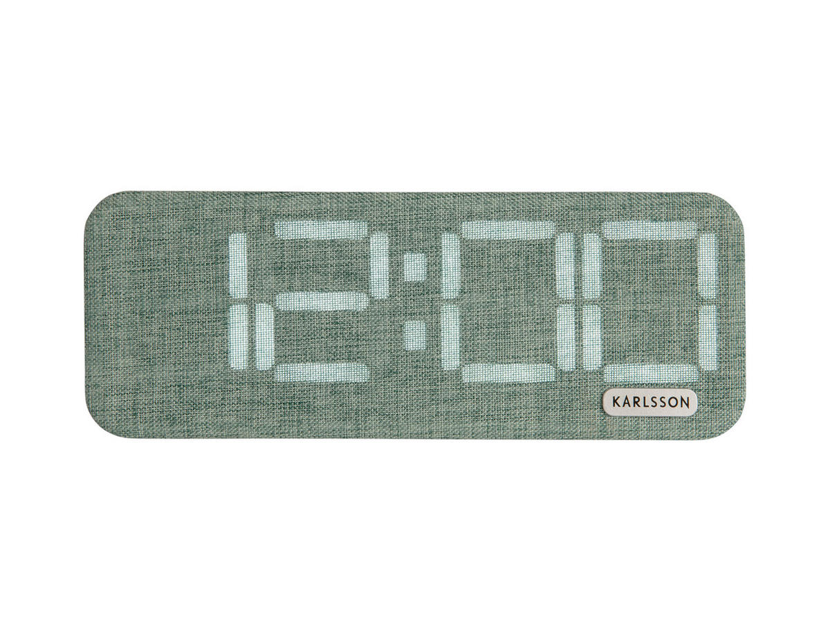WECKER Roanne LED - Grün - 17,6/6,6 cm - Grün, Kunststoff/Textil (17.6/6/17cm) - Karlsson
