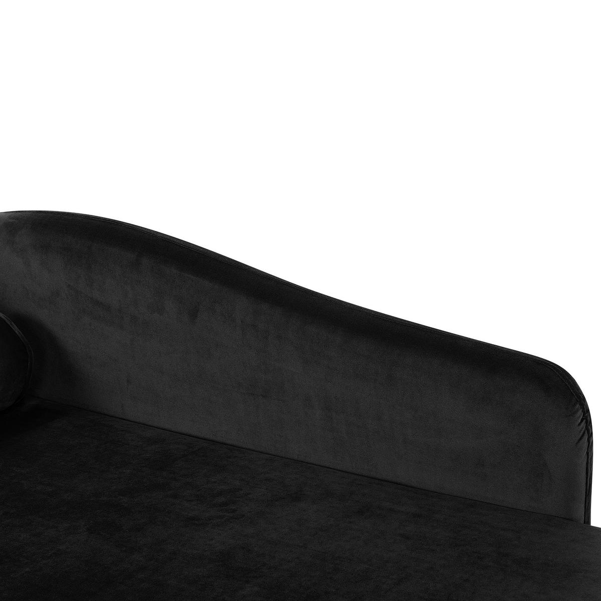 CHAISELONGUE Samtstoff schwarz linksseitig Luiro - Dunkelbraun/Schwarz, Textil (160/77/70cm) - Beliani