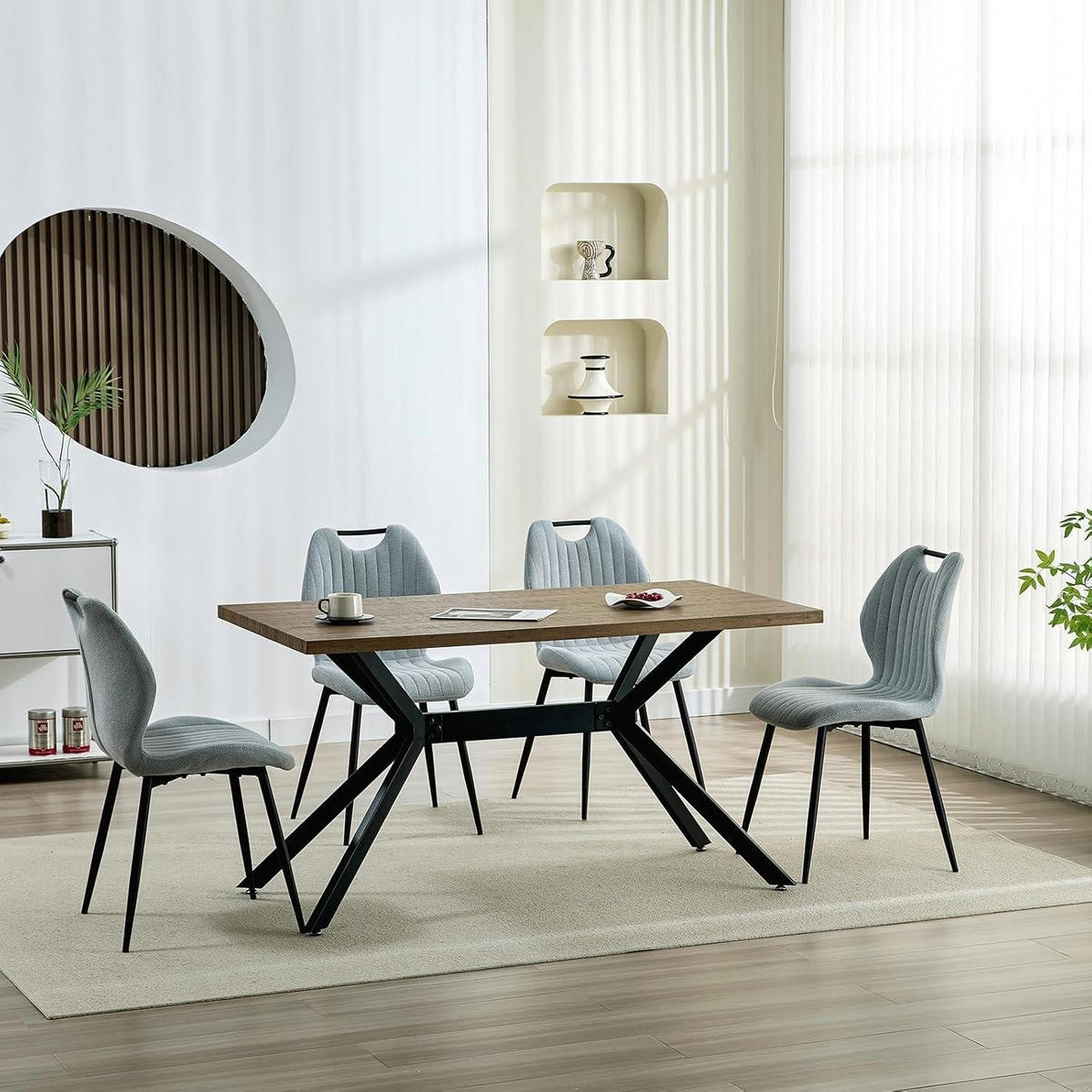 ESSZIMMERSTÜHLE 4er Set Stoff Hellgrau - Grau, Textil (44/88/41cm)