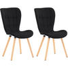 STUHL 2er Set Samt schwarz - Eukalyptusholzfarben/Schwarz, Holz/Textil (50/88/63cm) - CLP