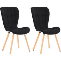 STUHL 2er Set Samt schwarz - Eukalyptusholzfarben/Schwarz, Holz/Textil (50/88/63cm) - CLP