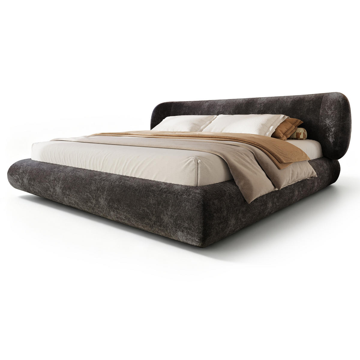POLSTERBETT 180/200 cm in Grau Chenille mit Lattenrost und Kopfteil - Grau, Holzwerkstoff/Textil (180/200cm) - CHICFURN
