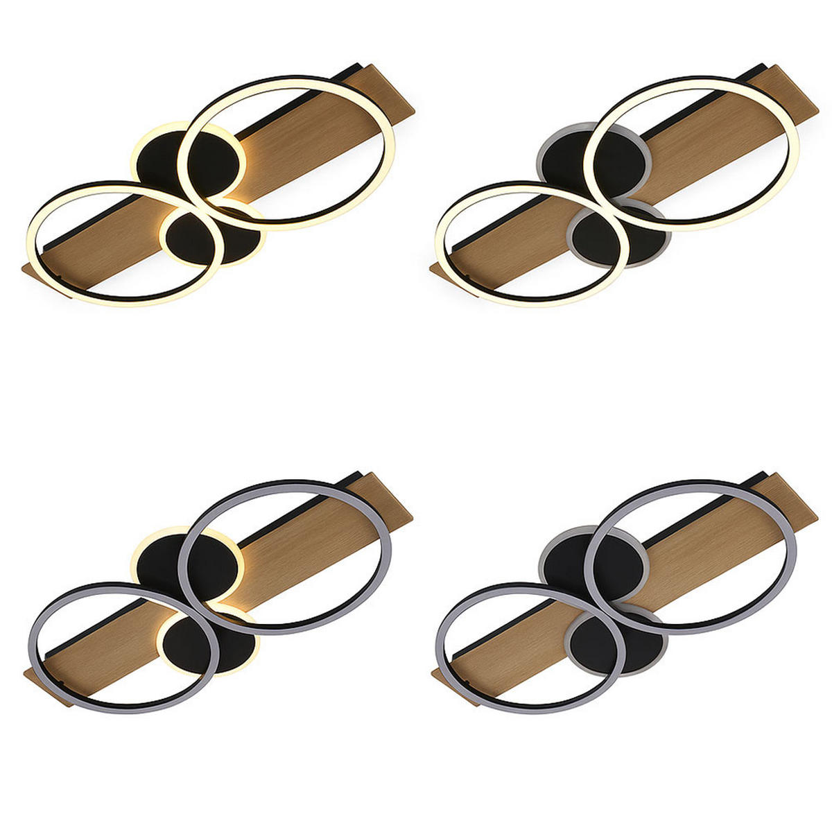 LED DECKENLEUCHTE Metall Holz Braun - Braun, Holz (72/34/6.7cm)