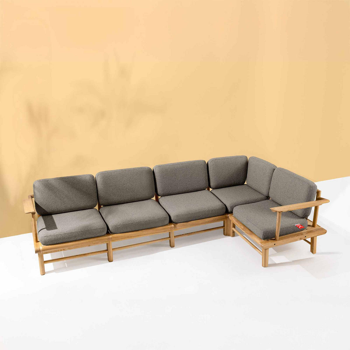 LOUNGESOFA ATREDA rechts - Grau, Holz/Textil (300/80/160cm) - KONSIMO®