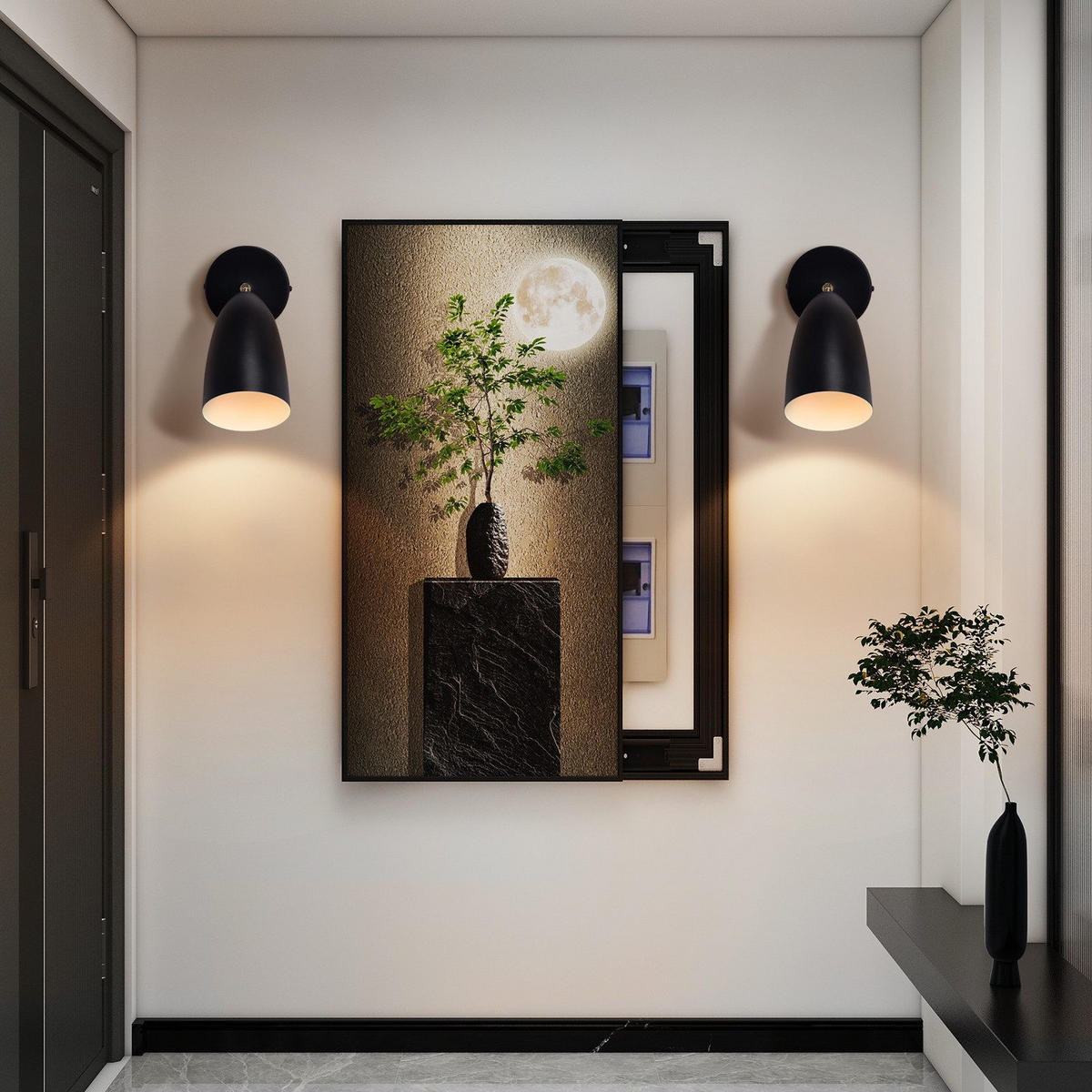 WANDLEUCHTE Filament 20/10/10 cm - Schwarz, Metall (10/10/20cm) - ZMH