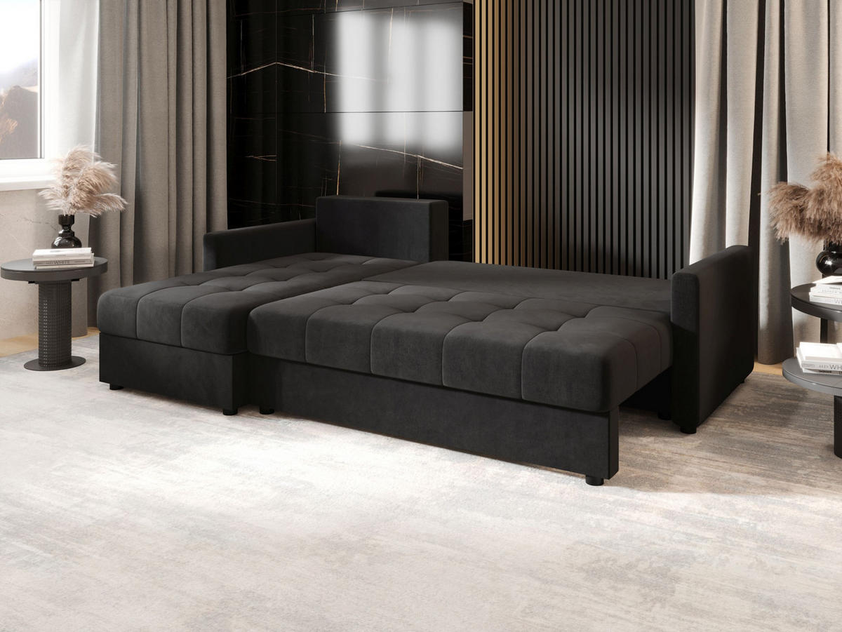 ECKSOFA MOS L BIS Itaka 27 Links mit Schlaffunktion - Dunkelgrau, Textil (220/143cm) - Bedante