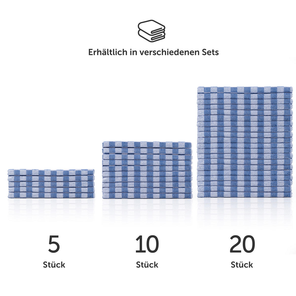 GESCHIRRTUCH Markus 20er-Set, 50/70 cm, 100% Baumwolle, kariert - Blau, Textil (50/70cm) - Blumtal