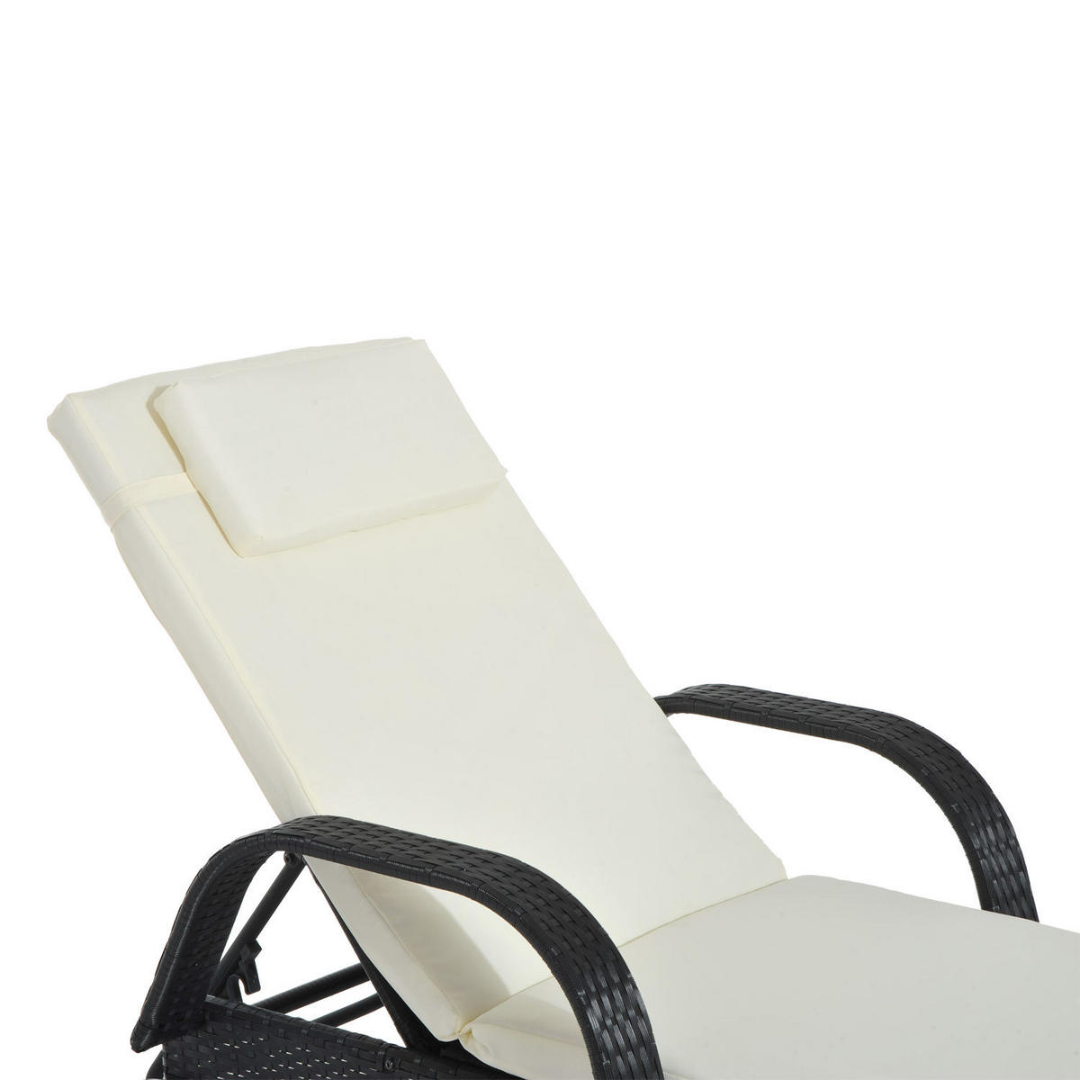 SONNENLIEGE, Polyrattan+Metall, Schwarz - Multicolor, Kunststoff (73/103/200cm) - Outsunny