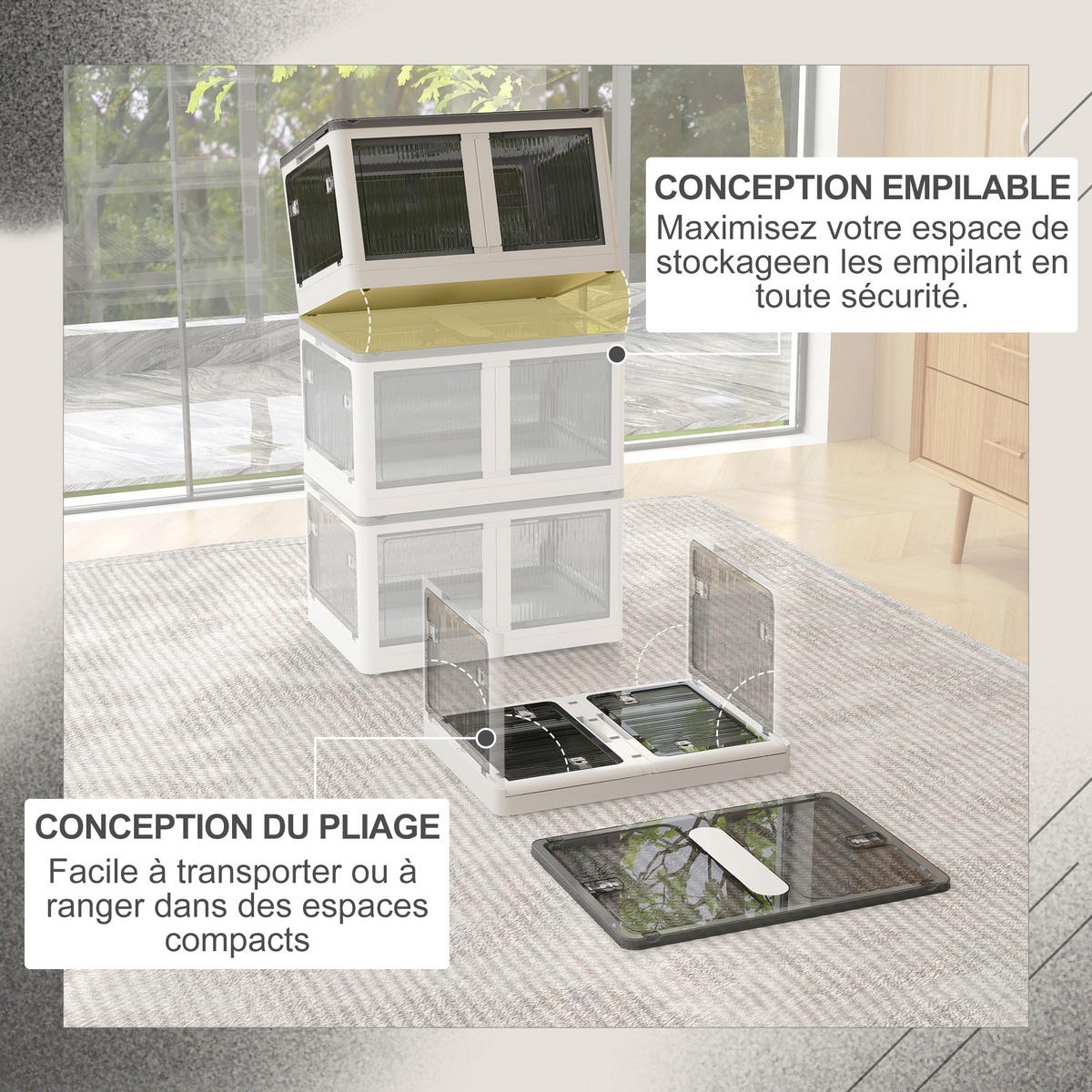 FALTBOX DE-12472 99L mit 5 Zugängen Weiß - Weiß, Kunststoff (47/38/67cm) - ComfortXL