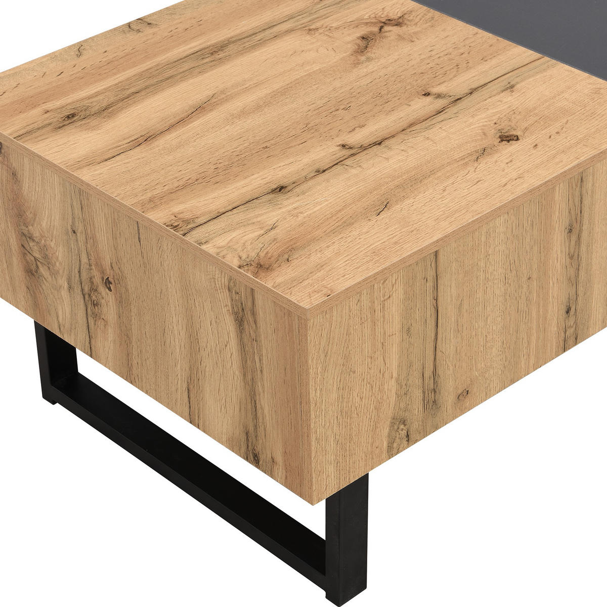 COUCHTISCH 155/55/40cm,verschiebbarer Couchtisch,Holz + Metall,Naturfarben,Grau - Naturfarben, Holz (55/155/40cm) - LVHOM