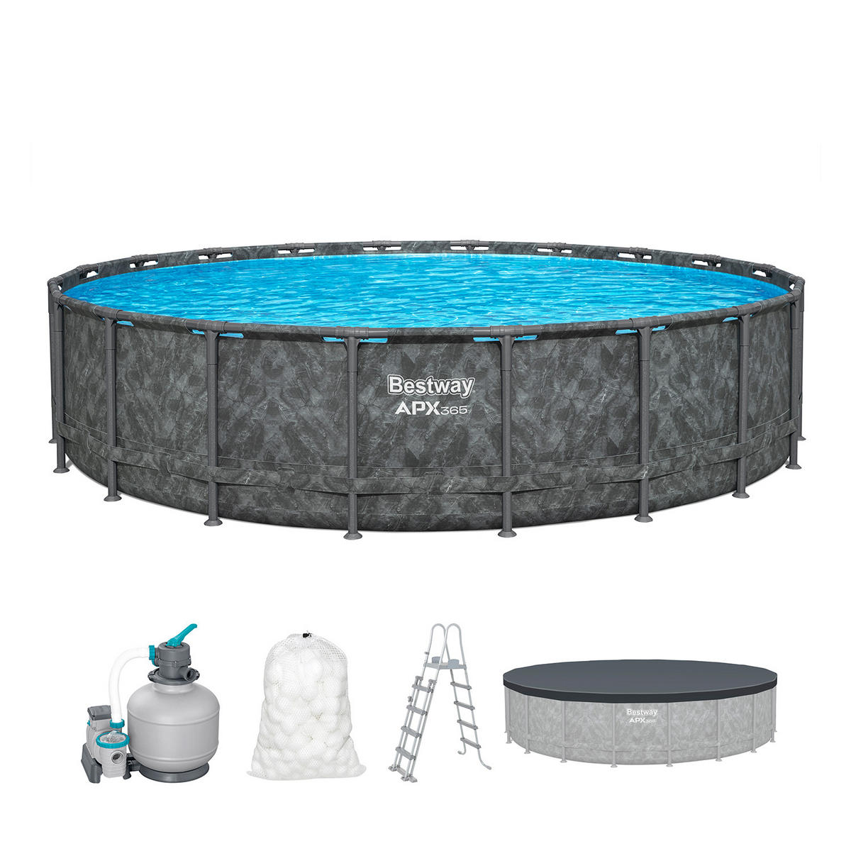 POOL 561KE APX365™ Frame Ø 610/132 cm – Winterfestes Komplettset - Grau, Kunststoff (610/132/610cm) - Bestway