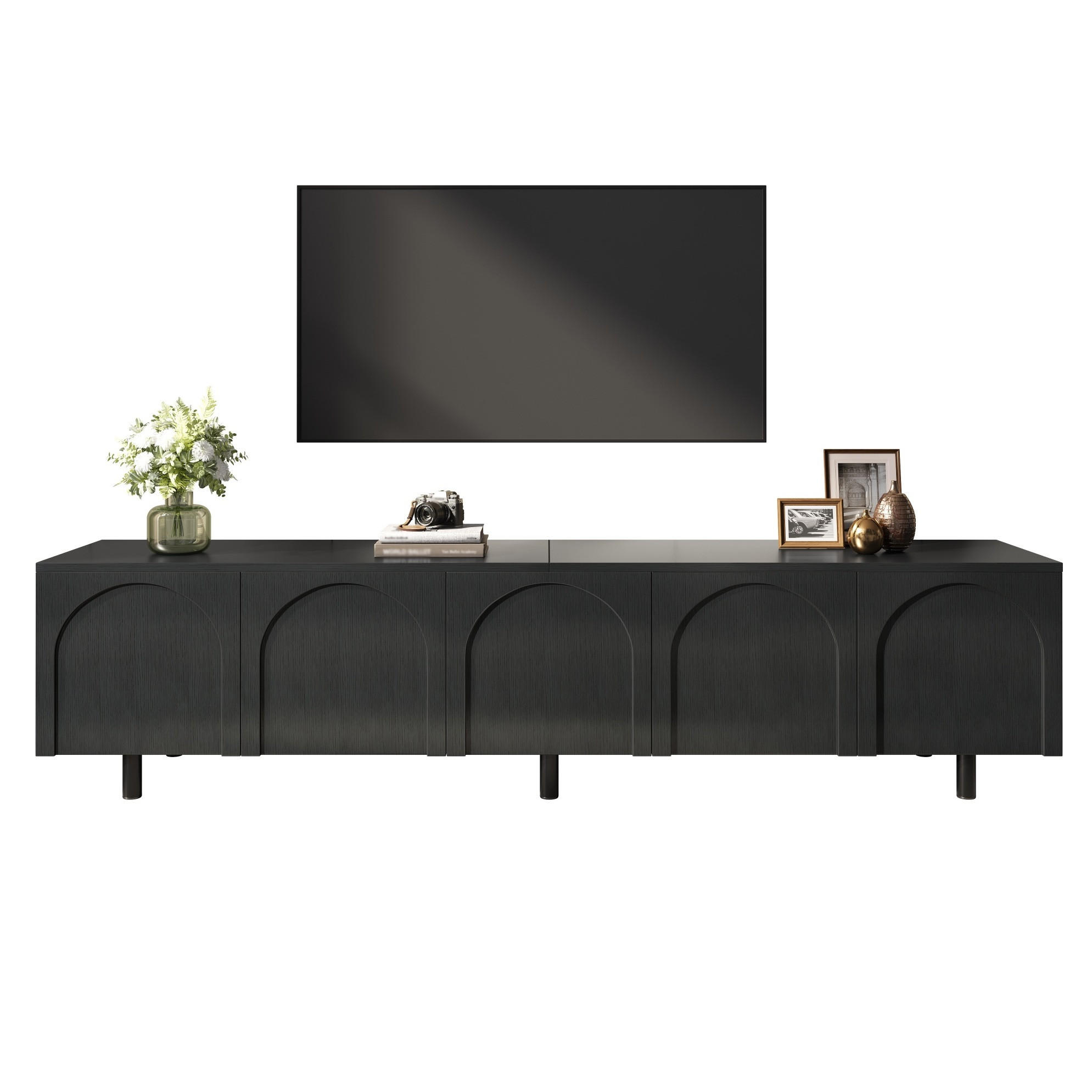 TV-ELEMENT mit 5 Türen 180 x 38 cm MDF Schwarz - Schwarz, Holzwerkstoff (38/45/180cm) - Beauniv