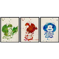 POSTER Set Mit 3 Mafalda Aquarell 30X40cm Schwarzer Rahmen - Schwarz, Papier (30/5/40cm) - Nacnic