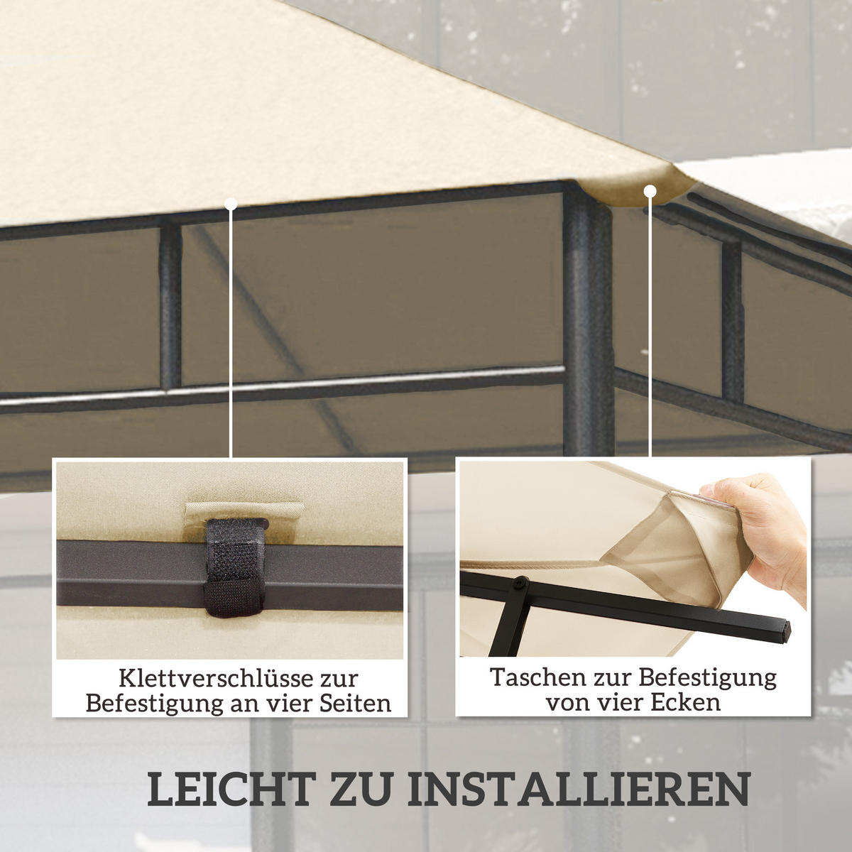 PAVILLON-ERSATZDACH aus Polyester Cremeweiß - Creme, Textil (295/1/298cm) - Outsunny