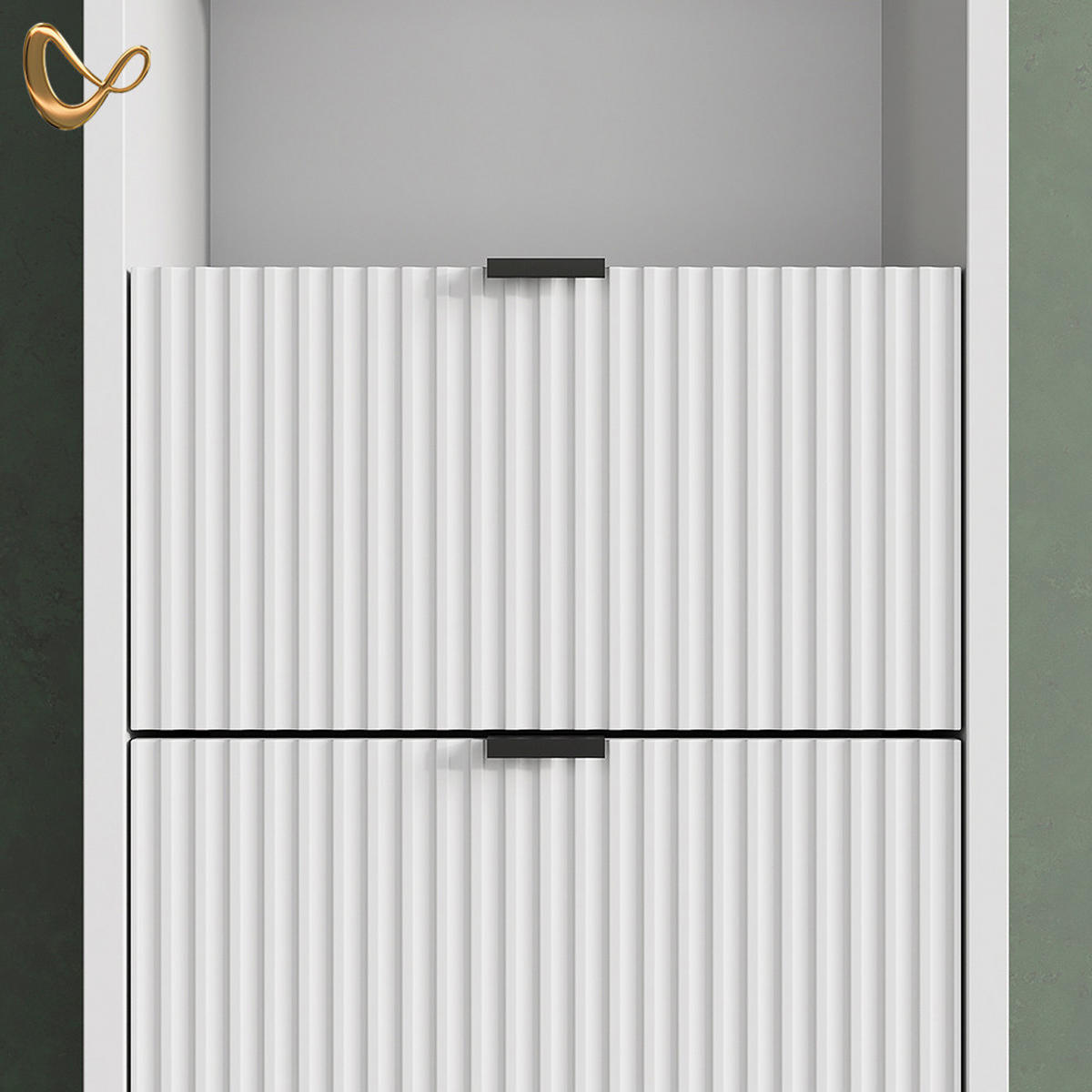 BADSCHRANK ATERNO Weiß 40 x 190 cm mit Türen, und Schublade - Weiß, Holzwerkstoff (40/190/35cm) - Livinity®