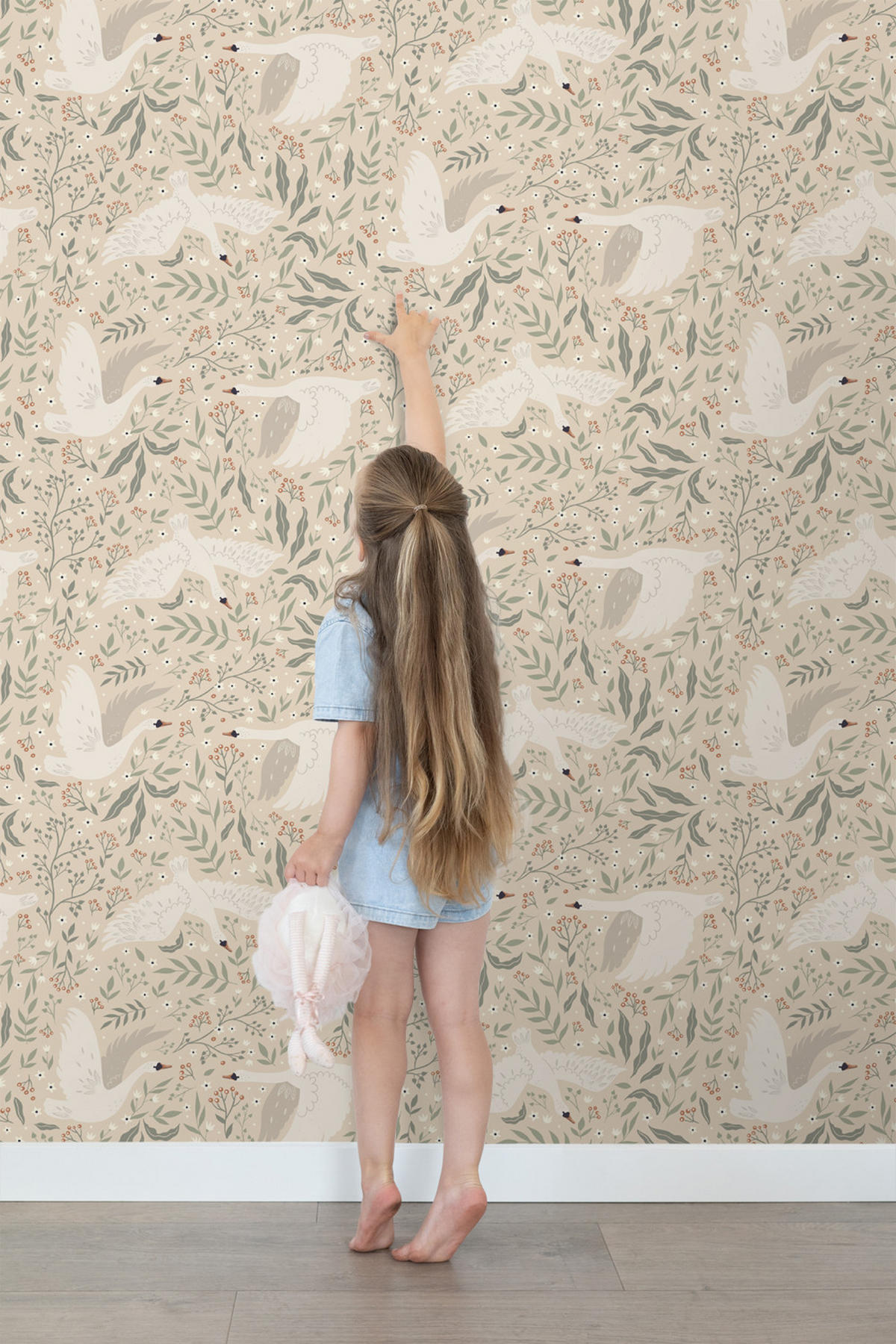 TAPETE Schwäne 53 cm x 10.05 m - Beige, Papier (53/0.1cm) - ESTAhome