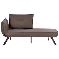 ČALOUNĚNÉ LEHÁTKO CHAISE LONGUE LEVOSTRANNÉ Látka Hnědé Rocamadour - černá/hnědá, textil (150/83/72cm) - Beliani