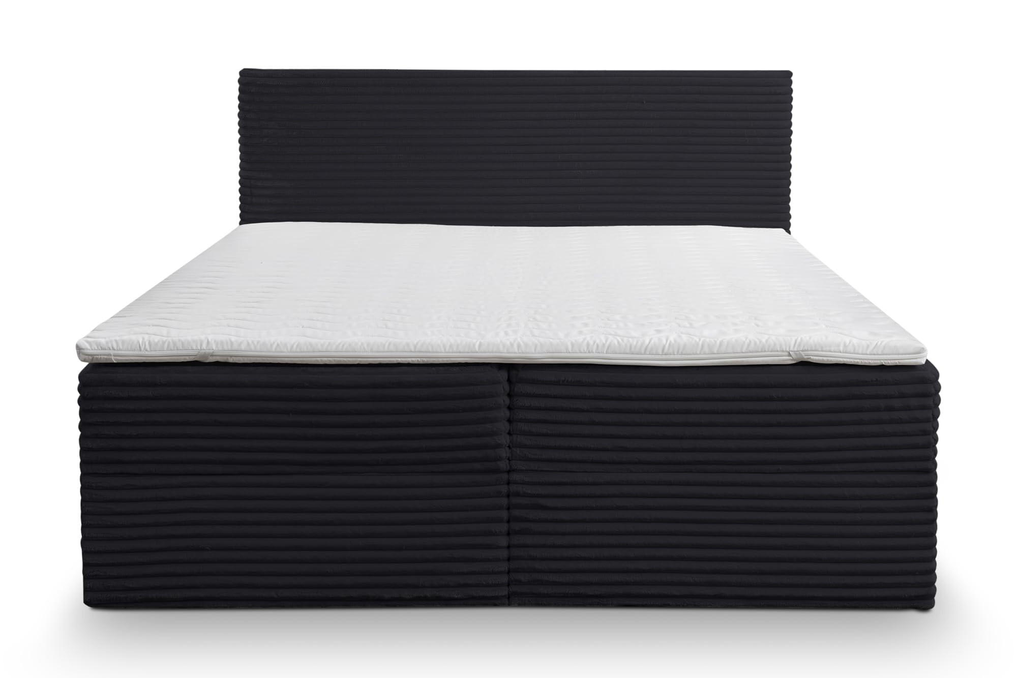 BOXBETT TILLY mit zwei Bettkästen H2/H3 Matratze und Topper 140 x 200 cm - Schwarz, Holzwerkstoff (140/200cm) - VENASI MÖBEL