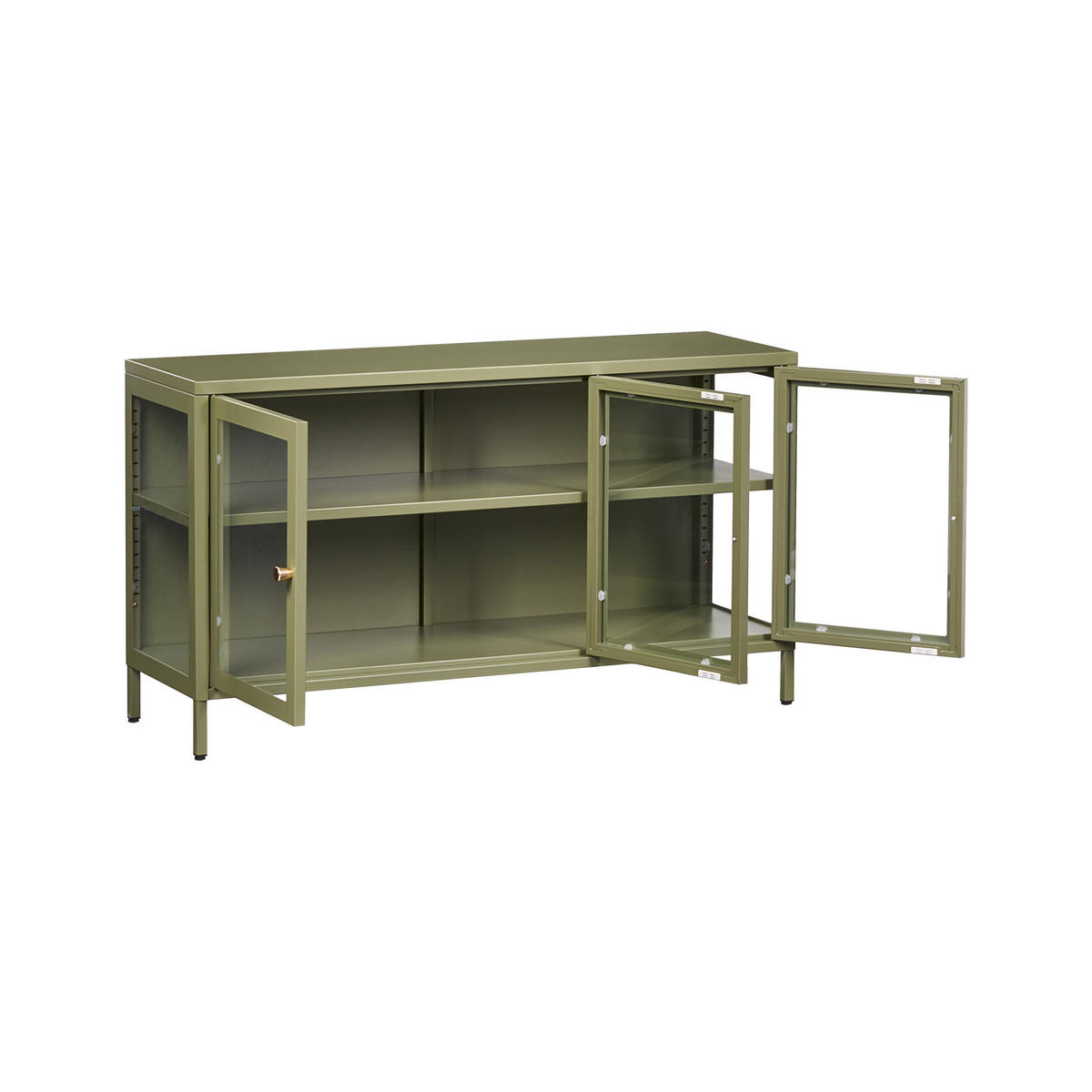 SIDEBOARD mit Glastüren Metall 115 cm Grün Newport - Goldfarben/Grün, Metall (115/64/35cm) - Beliani