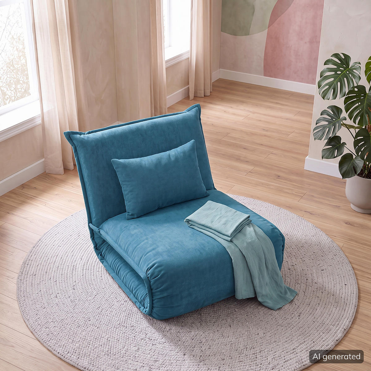 SCHLAFSESSEL - Blau/Schwarz, Textil/Metall (100/64/73cm) - home24