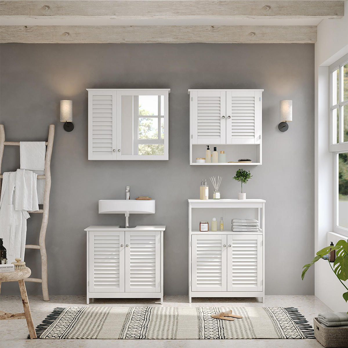 HÄNGESCHRANK Riad Weiß 60 x 66 cm mit 2 Türen - Weiß, Holzwerkstoff (60/66/20cm) - Vicco