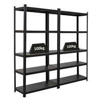 SCHWERLASTREGAL Ragnar All Black Series 2er-Set mit 2x 180x90x40 cm Fachlast 100 kg Matt Schwarz - Schwarz, Metall (180/180/40cm) - PROREGAL