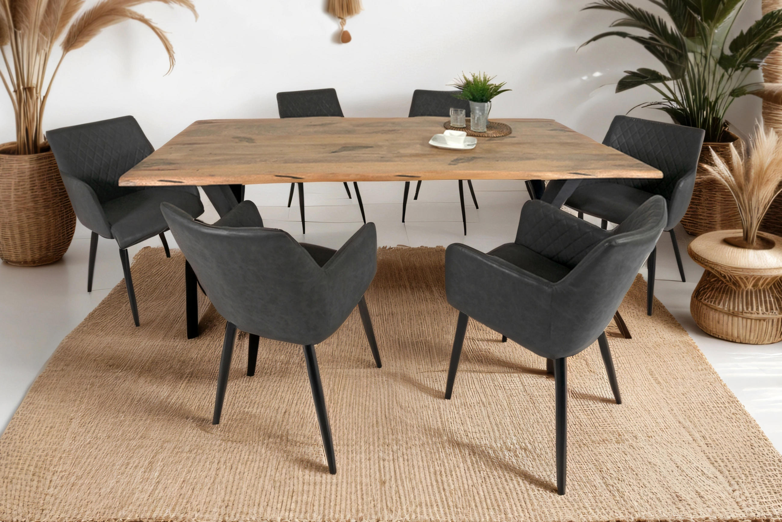 ESSTISCH TIGER X - Beige/Schwarz, Holz/Metall (100/220/77cm) - SAM