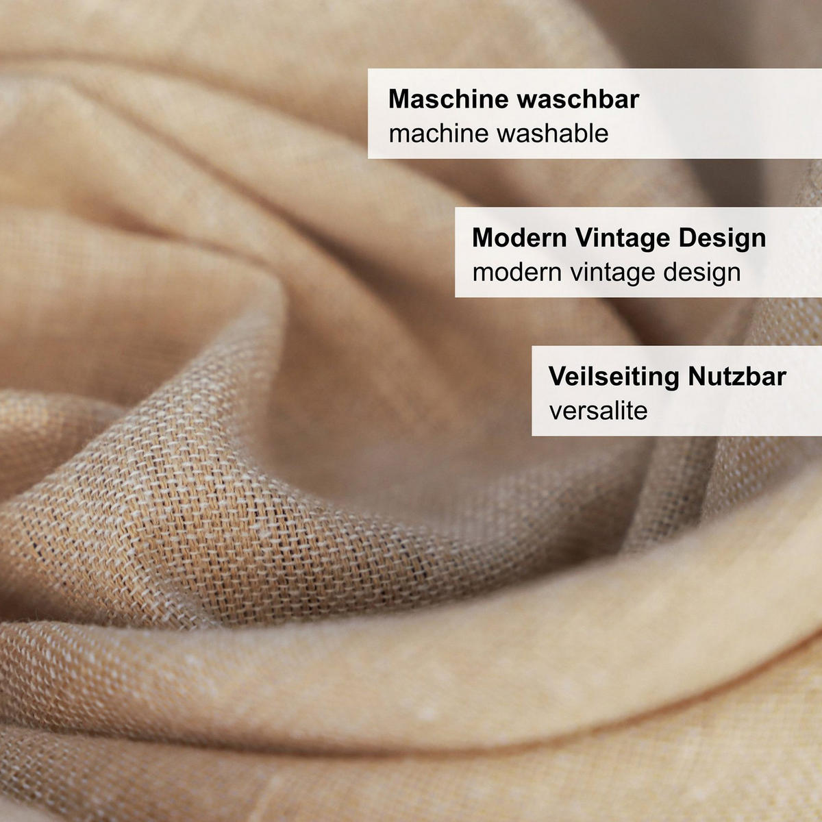 TISCHDECKE Leinenoptik abwaschbar, wasserabweisend Lotuseffekt, eckig 130x170 cm, beige - Beige, Textil (130/170cm)