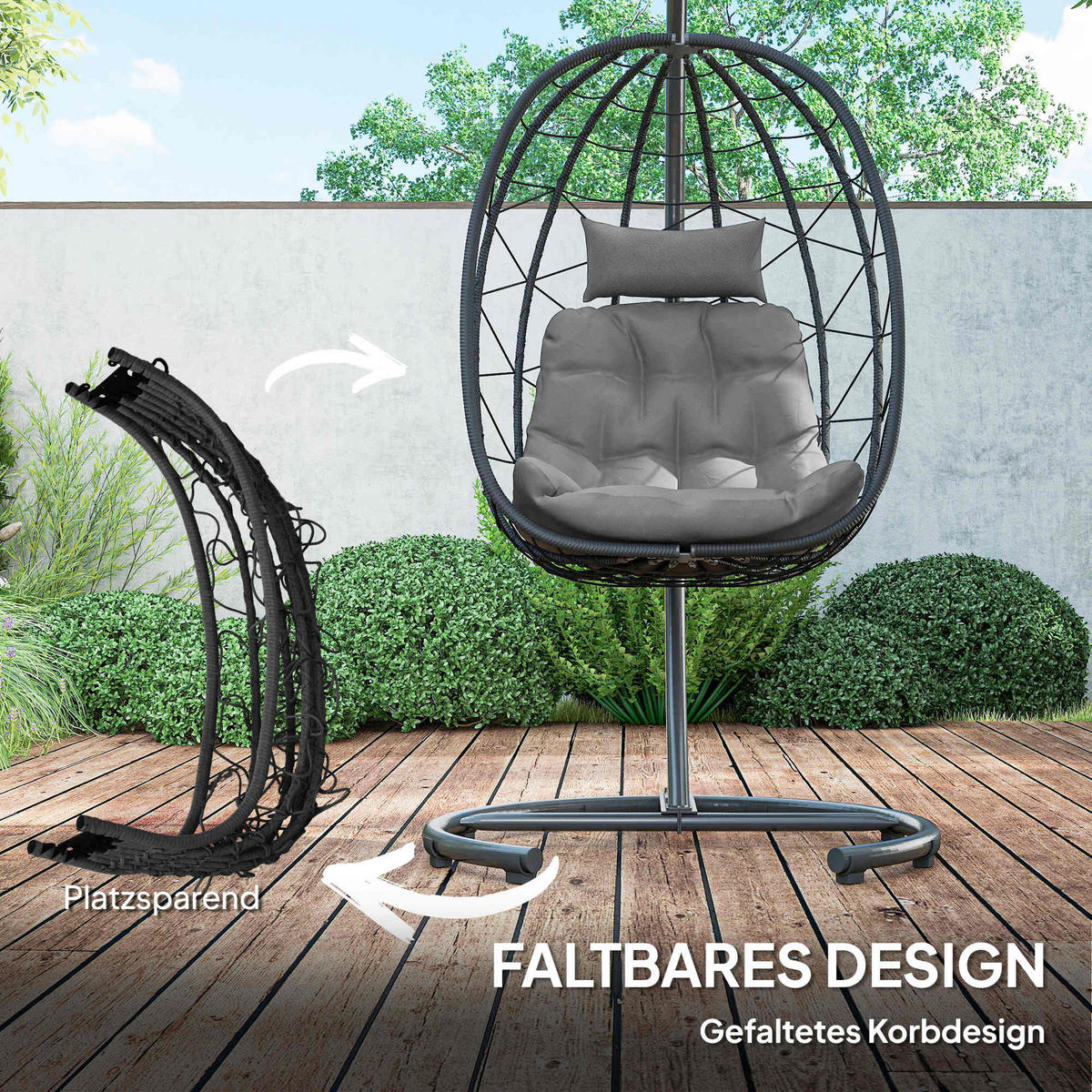 RATTAN-STUHL Schwarz 102.0/102.0/195.0cm - Schwarz, Metall (102/195/102cm)