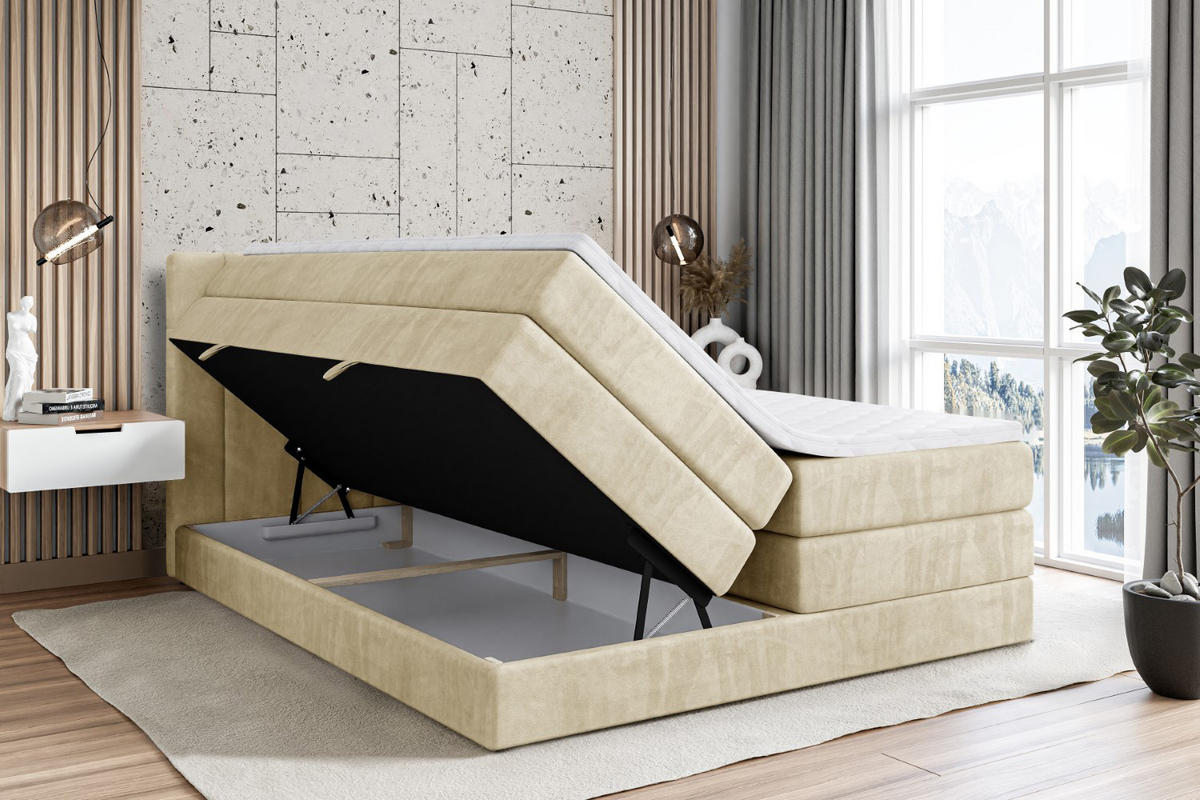 BOXSPRINGBETT CATOR KING - 120x200 - H3/H4 - Beige - Beige, Holzwerkstoff (120/200cm) - ALTDECOR