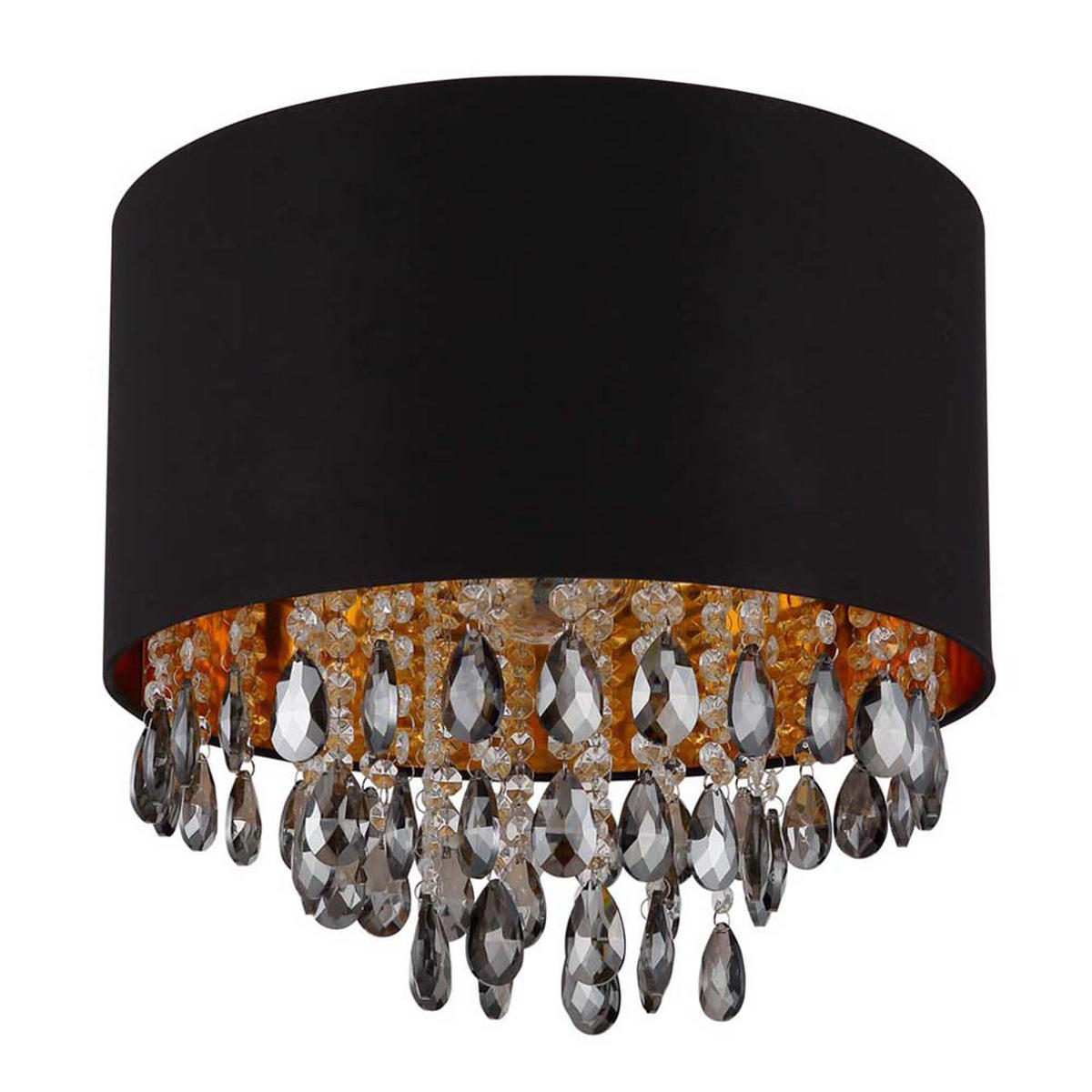 LED DECKENLEUCHTE Metall Schwarz Textil - Schwarz, Glas (40/40/33cm) - Globo Lighting