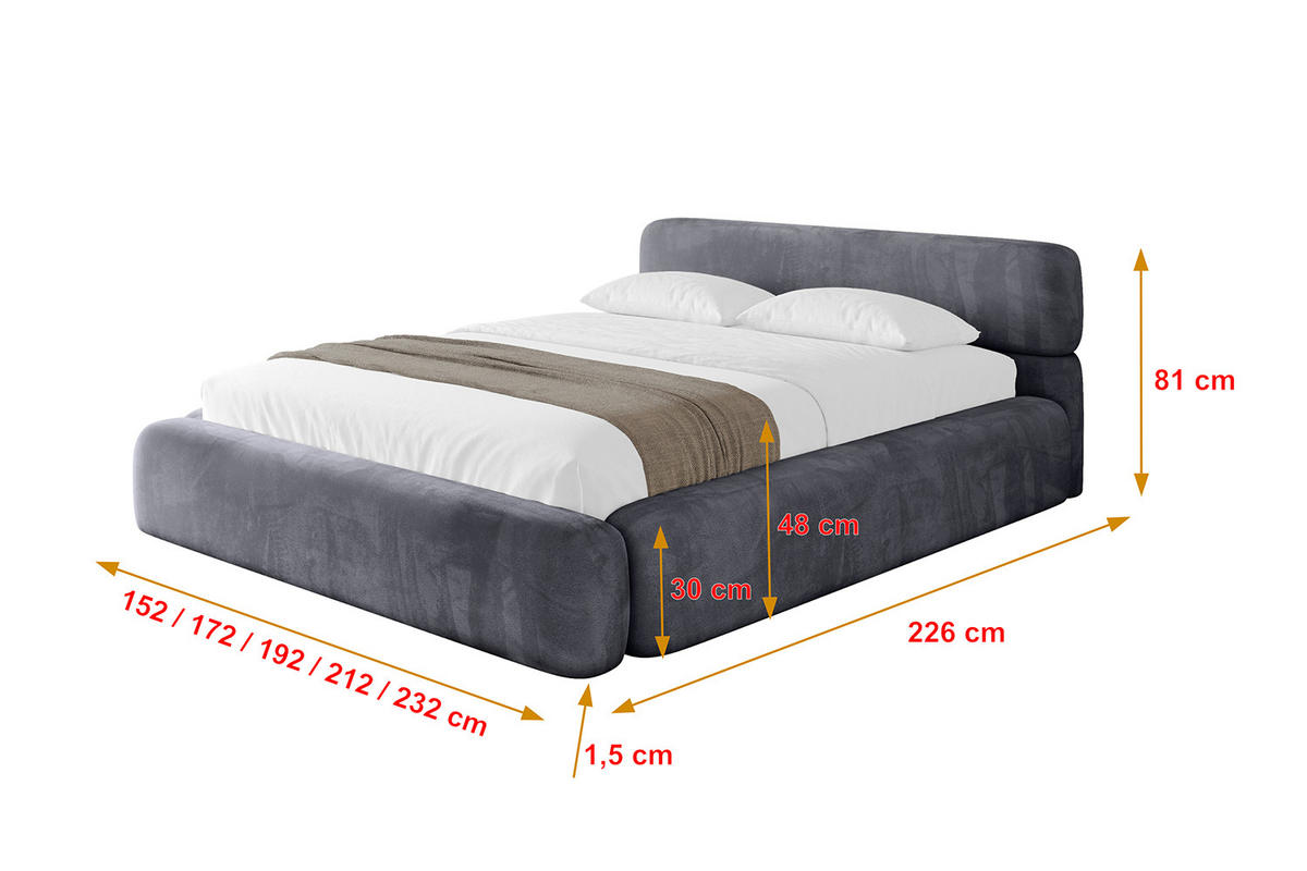 POLSTERBETT mit Bettkasten und Lattenrost, Boxbett ohne Matratze - ENORA-V1 120x200 Dunkelgrau - Dunkelgrau, Holzwerkstoff/Textil (120/200cm) - ALTDECOR