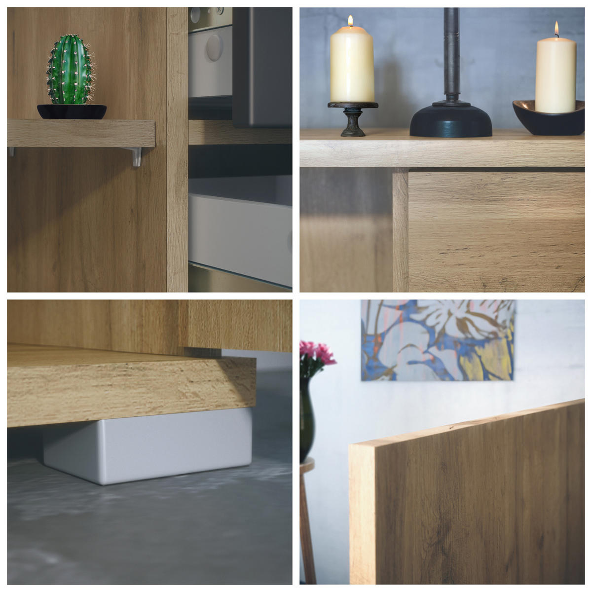 SIDEBOARD Rova Beton Oxid Optik - Hellgrau, Holzwerkstoff (166.5/75.5/35cm) - Vladon