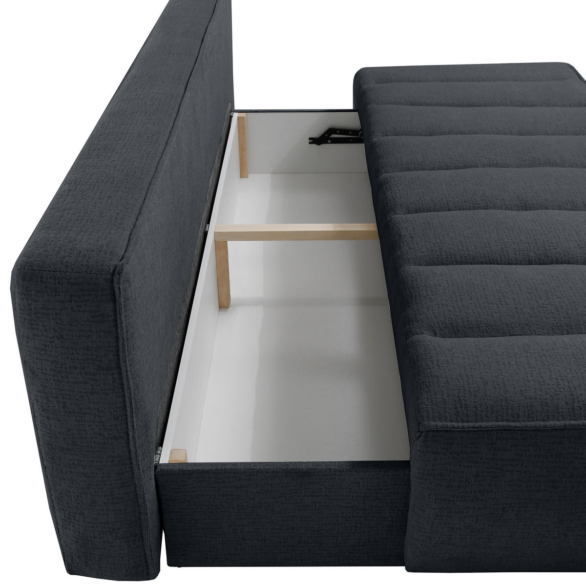 SCHLAFOSOFA Doris mit Schlaffunktion und Bettkasten, DL-System, Schwarz - Schwarz, Textil (210/88/100cm) - Beautysofa