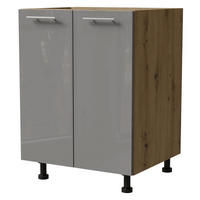 KÜCHENUNTERSCHRANK Essen D11/60 Grau Hochglanz / Eiche Artisan Matt 60 / 50 / 82cm - Eiche Artisan/Grau, Holz/Holzwerkstoff (60/82/50cm) - Feldmann-Wohnen