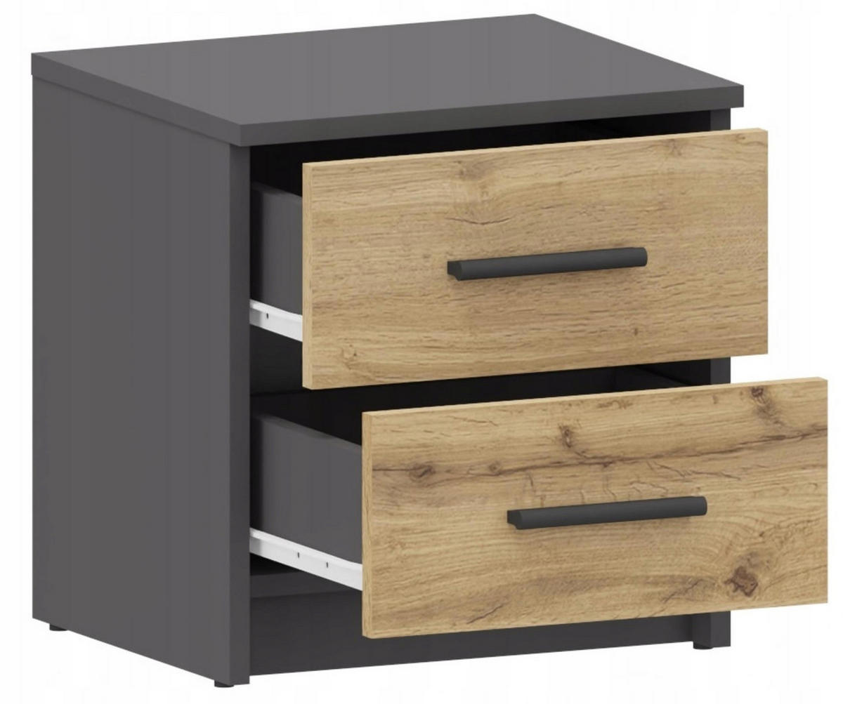NACHTTISCH 2S Anthrazit-Wotan Eiche 40/35/41 cm - Anthrazit/Eiche Wotan, Holzwerkstoff (40/41/35cm) - Matkam Möbel