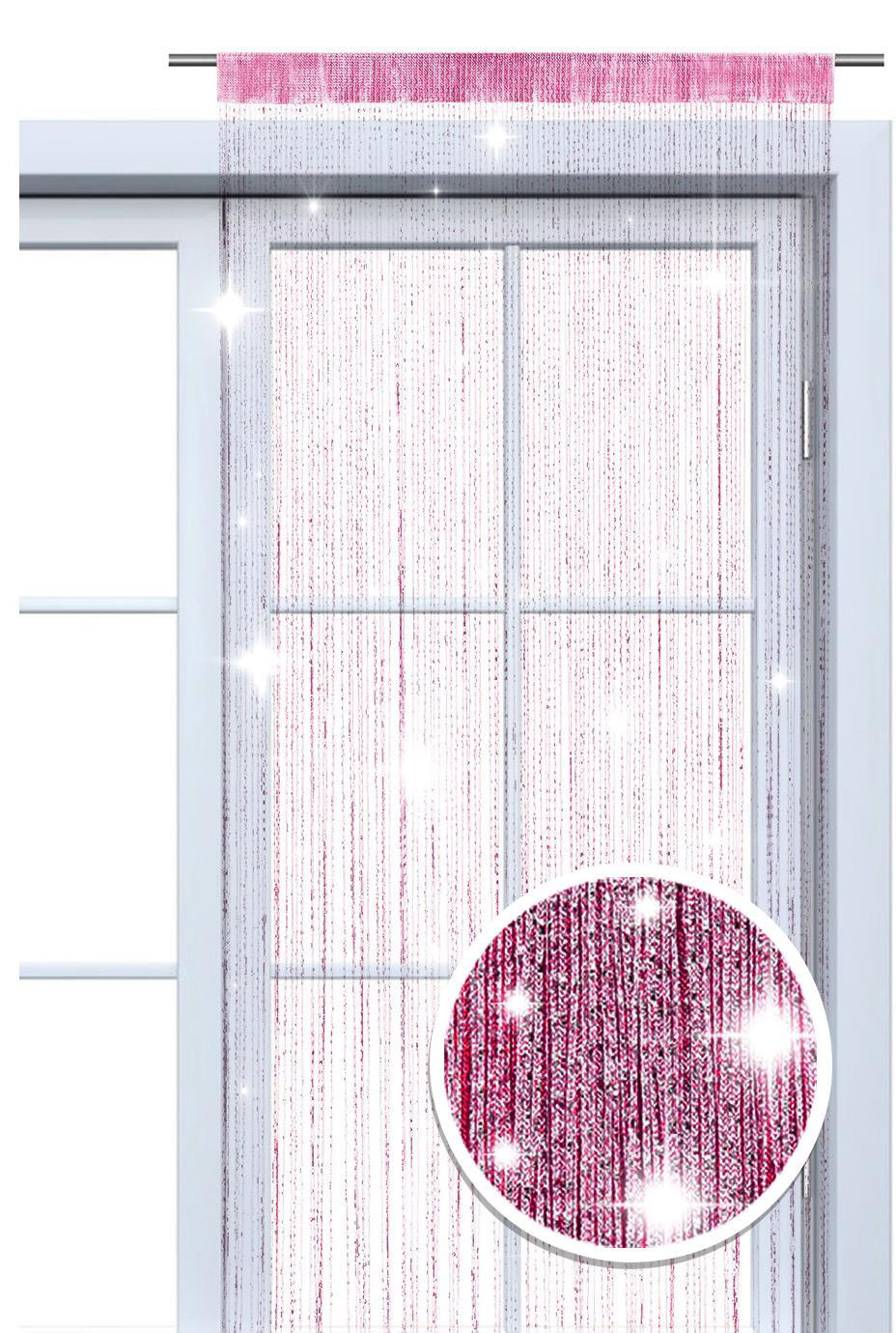 FADENVORHANG Lurex pink/silber 245/90 cm Glitzer-Effekt Stangendurchzug kürzbar - Pink, Textil (90/245/1cm) - wometo